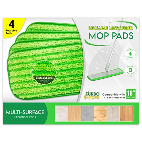 Microfiber Mop Pads 4 Pack Reusable Washable Cloth Mop Head 18 Inch Z88220