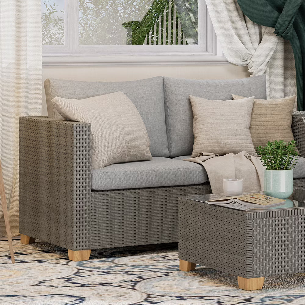 Gray Wicker Outdoor Love Seat Y2524