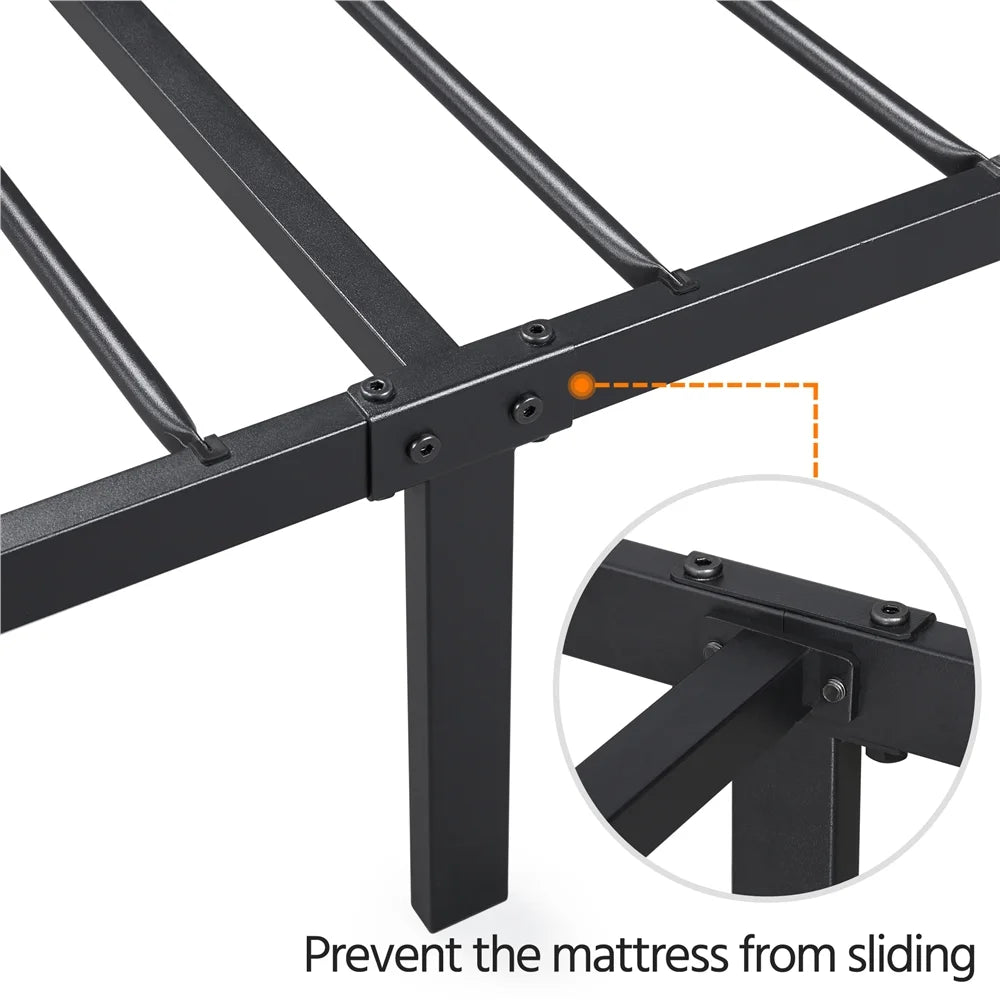Black Metal Twin Platform Bed with Headboard and Footboard K368092