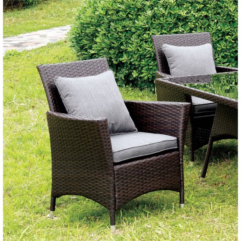 Gray Rattan Patio Wicker Arm Chair (Set of 2) K11372