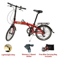 Red 20" Folding Bike with Alloy Frame and Carrying Bag L9746