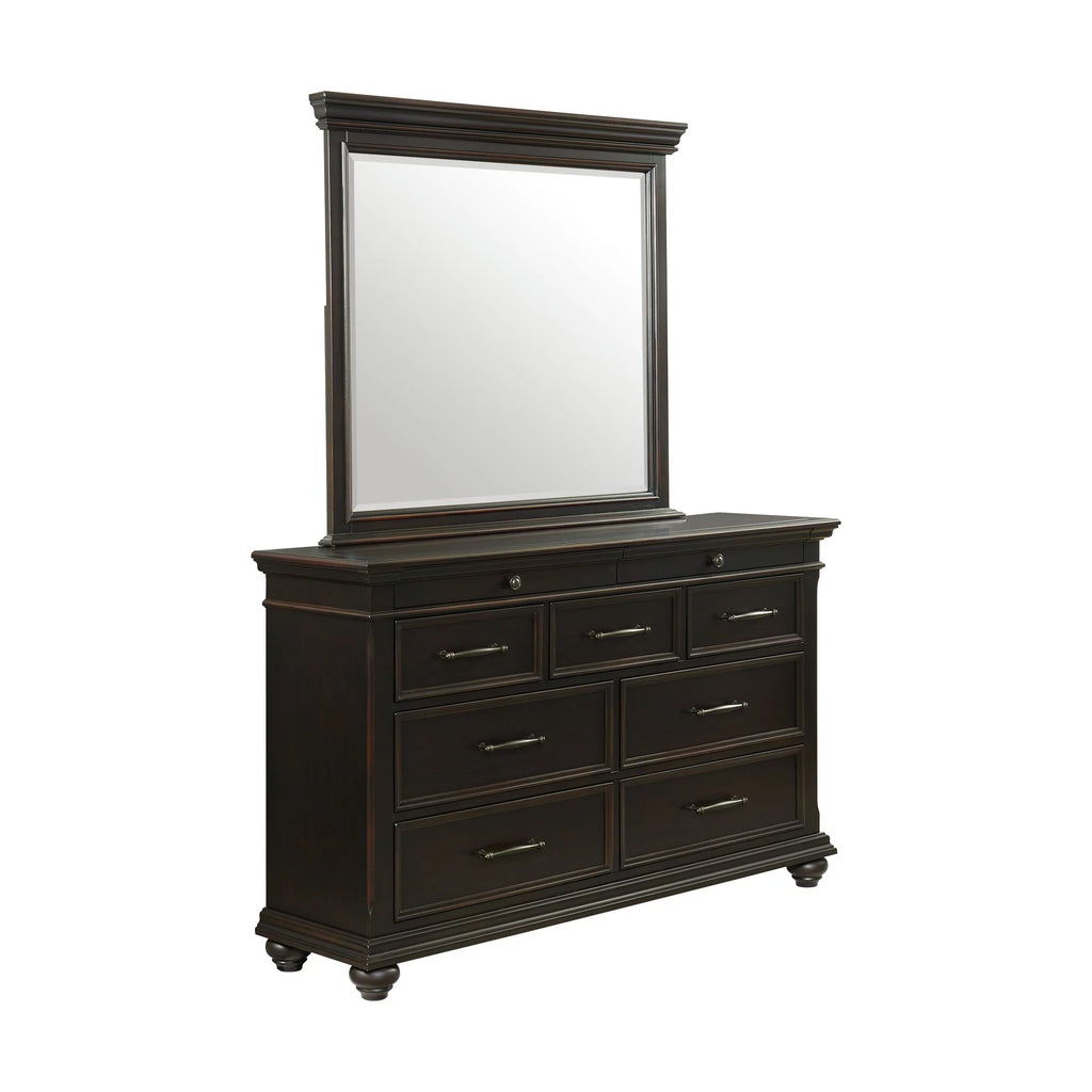 Black 9-Drawer Dresser with Mirror R6645