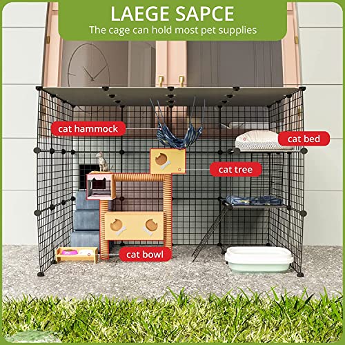 Outdoor Cat Cages Enclosure with Enter Door, 55.1Lx41.3Wx41.3H Cat House Playpen O905253