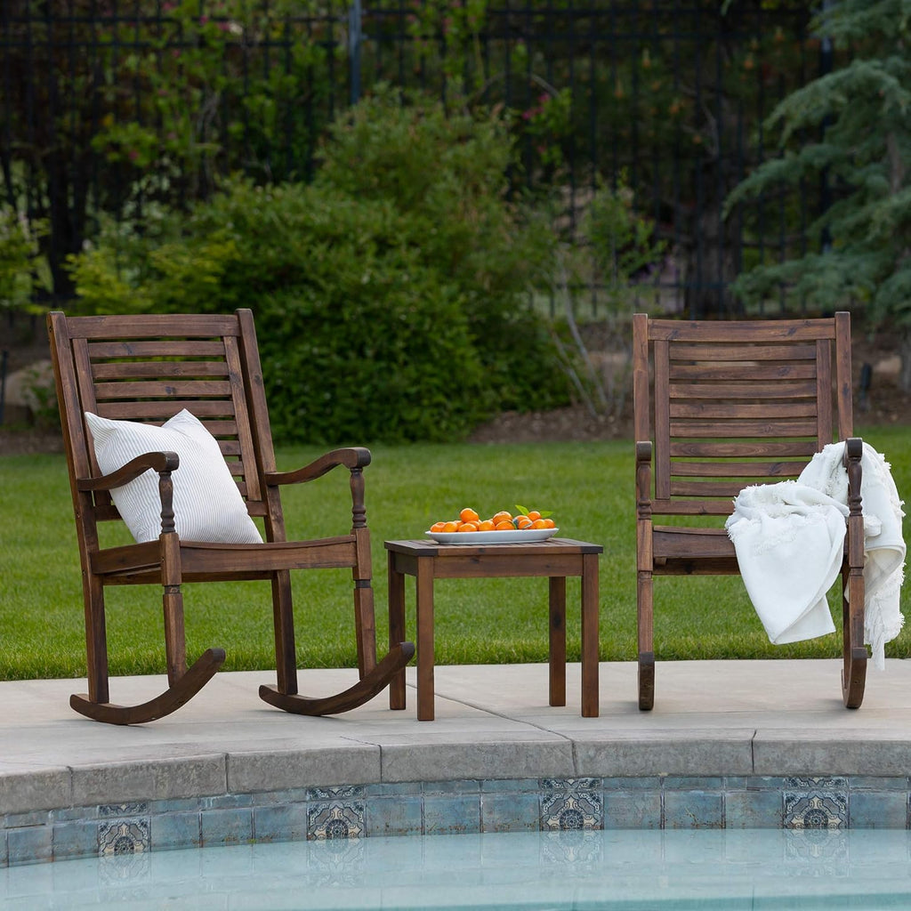 Acacia Wood Slat Back Patio Rocking Chair K10773