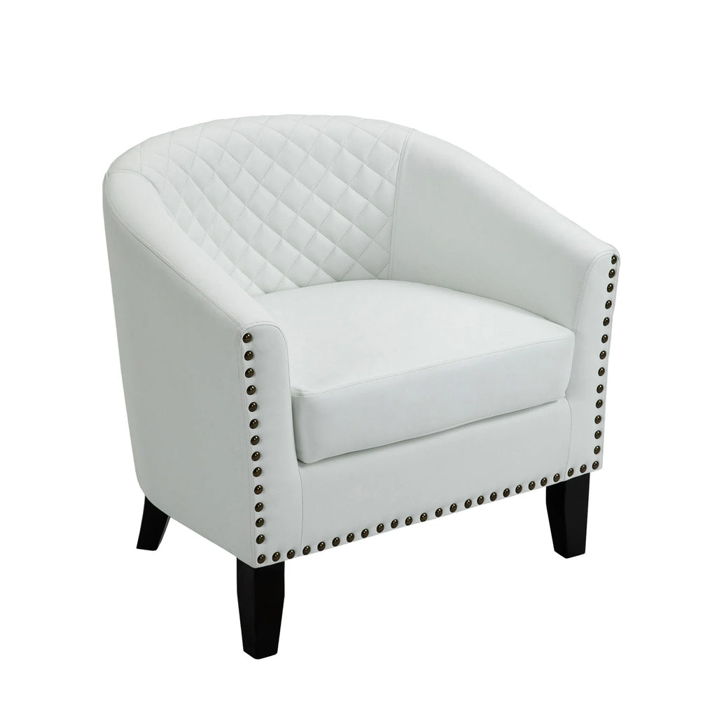 Faux Leather Accent Barrel Chair Set of 2 White C74057