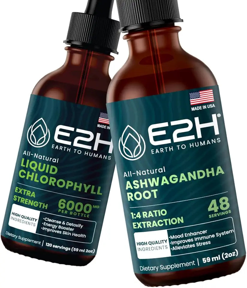 Liquid Chlorophyll and Ashwagandha Liquid Drops 2 Fl Oz O1826