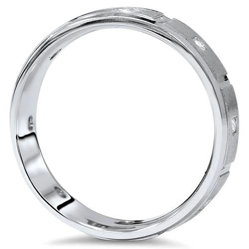 Princess Cut Diamond White Gold Wedding Ring Band F4175