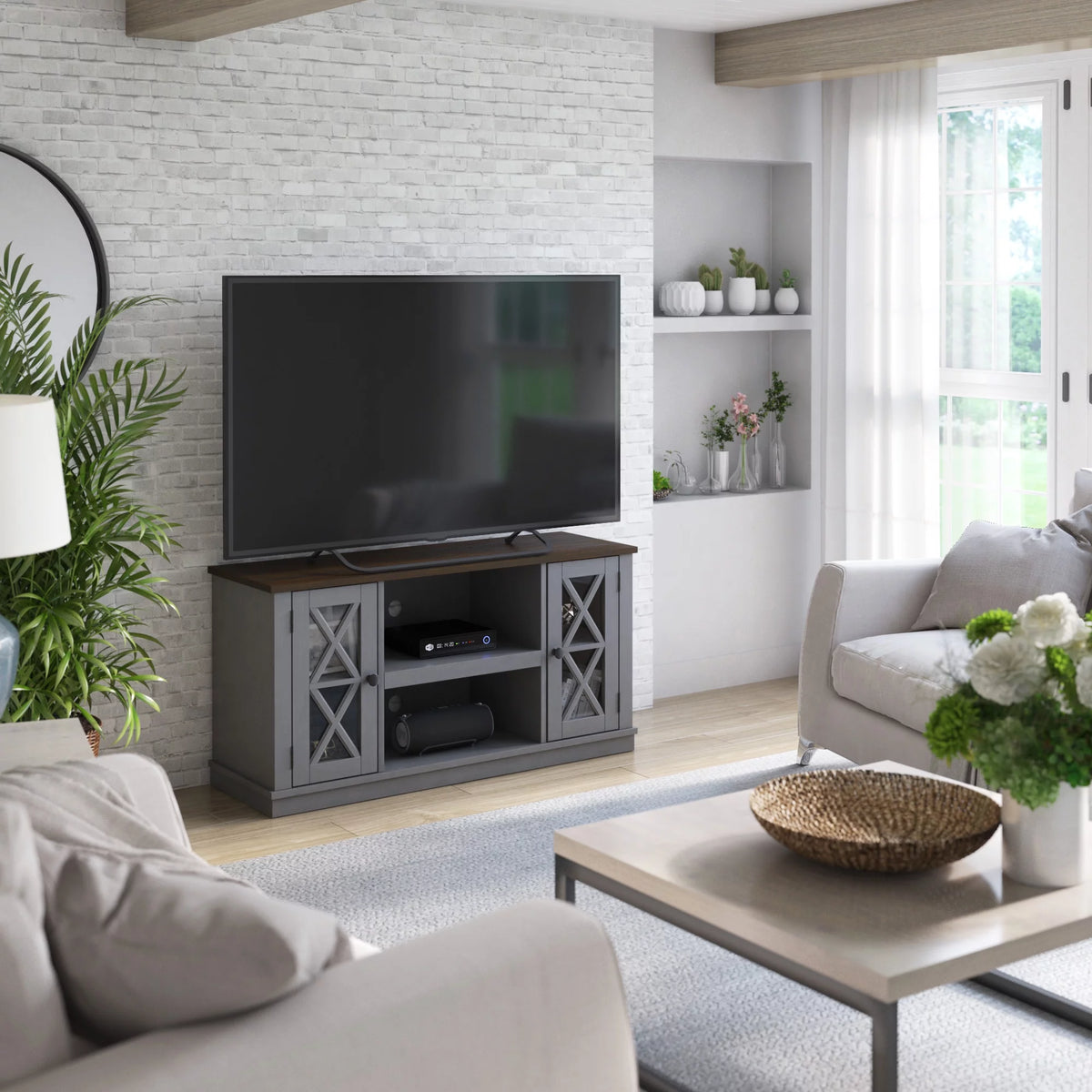 Antique Gray TV Stand T7798