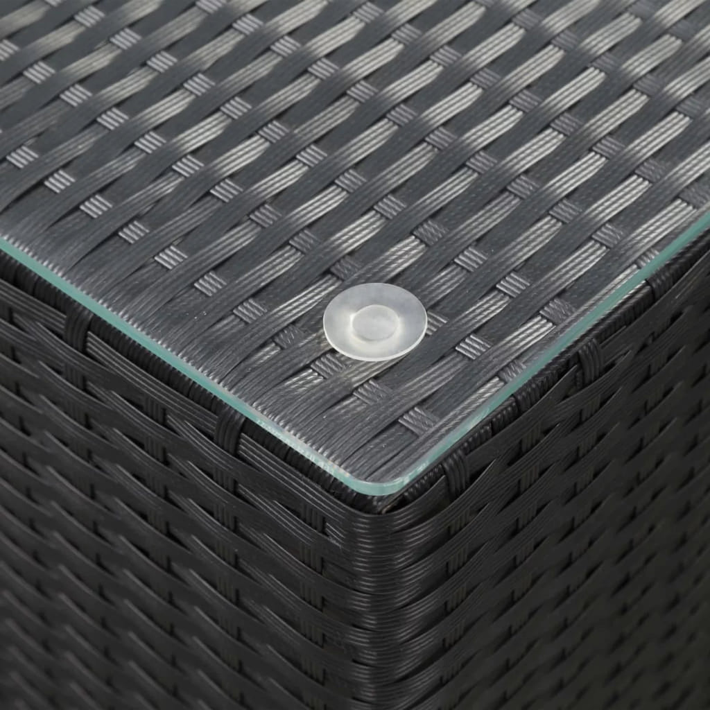 Black Glass Poly Rattan Side Table G9078