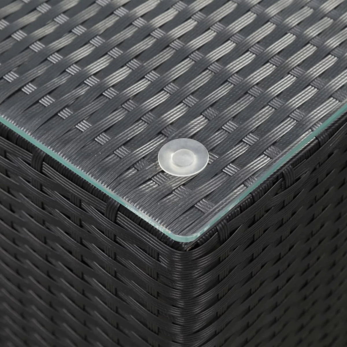 Black Glass Poly Rattan Side Table G9078
