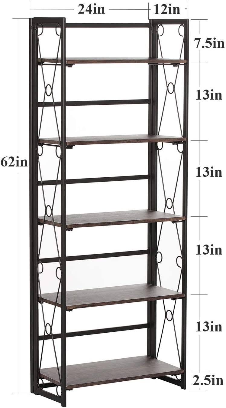 5 Tier Bookshelf Set of 2 with Metal Fram M635