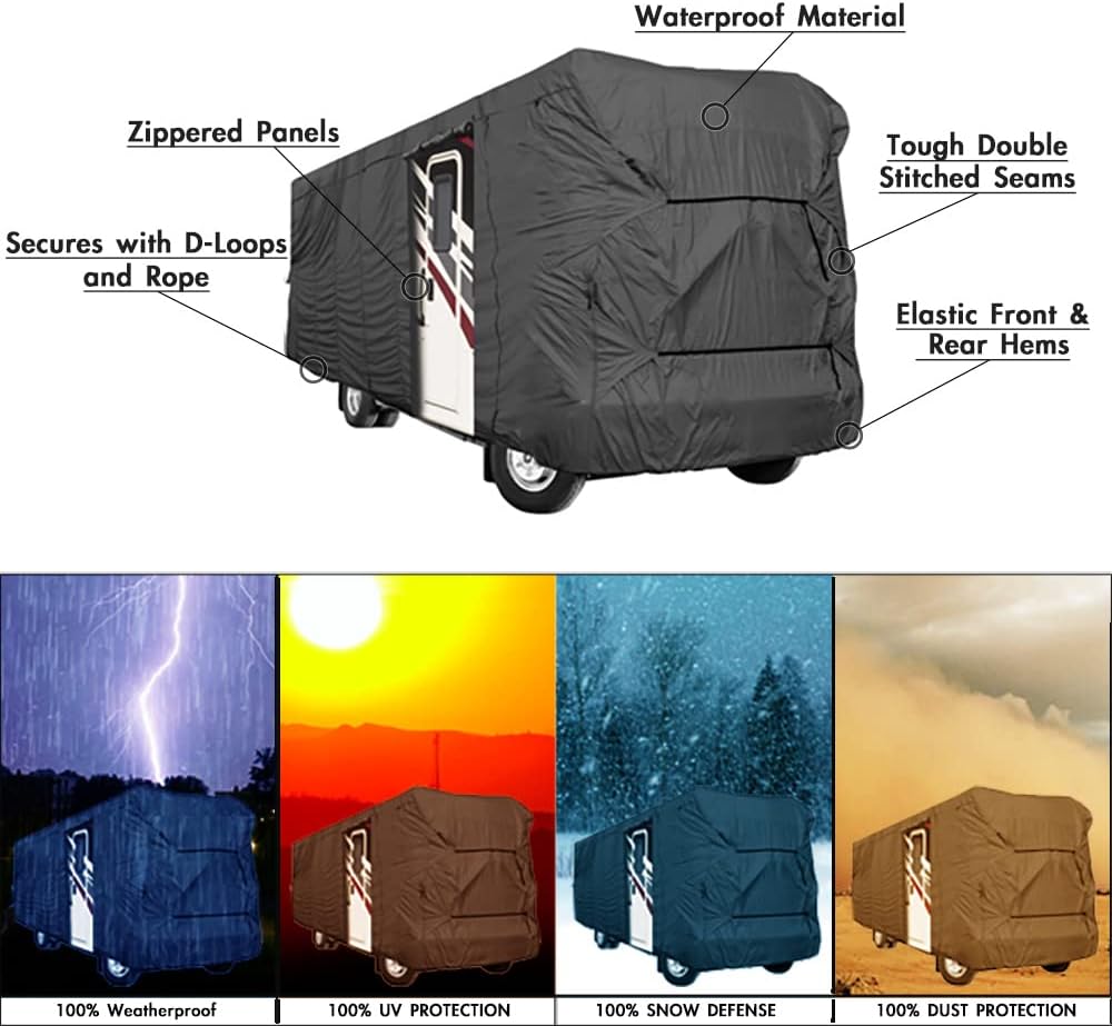 RV Motorhome Fifth Wheel Cover Fits Length 35'-37' Feet with Zippered Panels L917120
