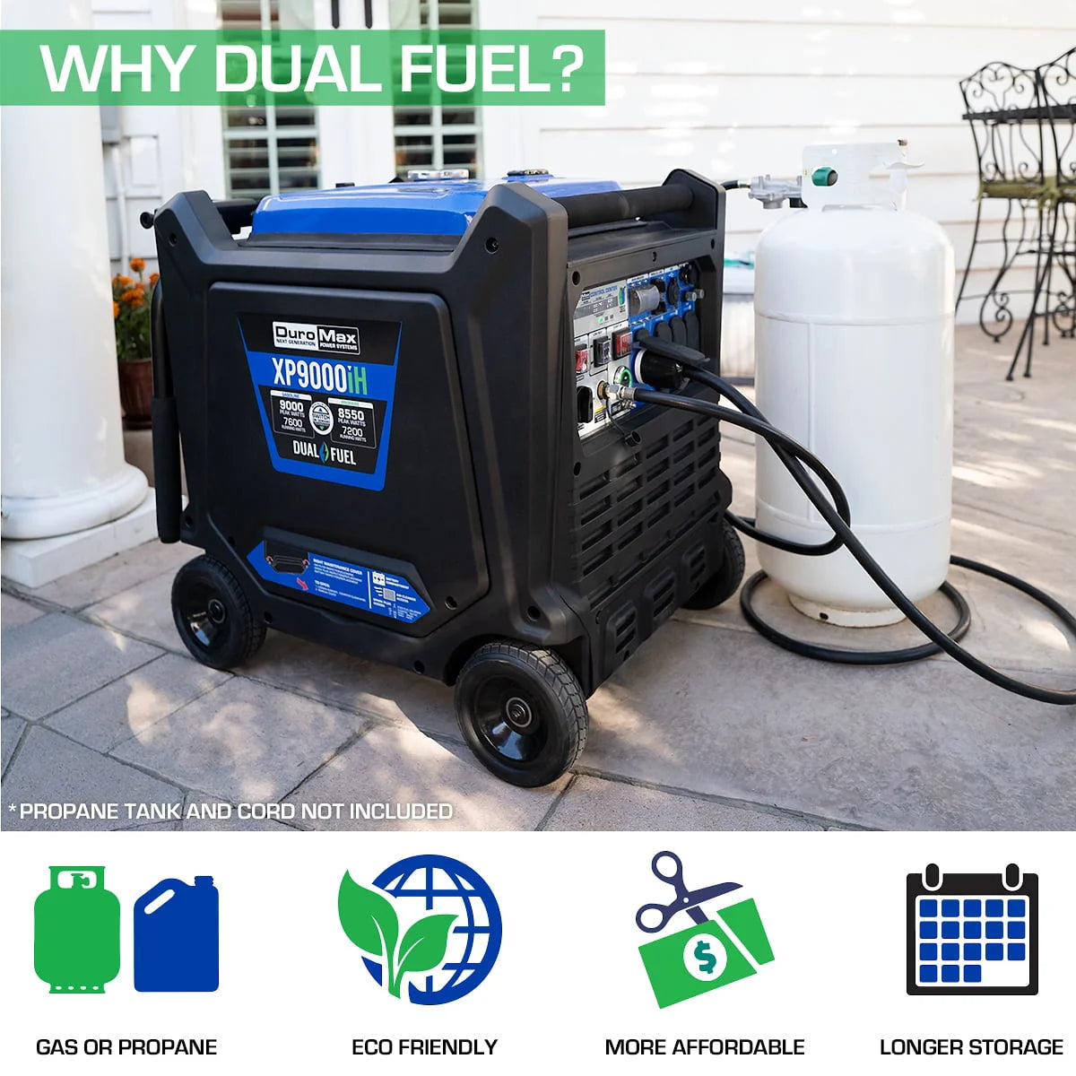 9000 Watt Dual Fuel Inverter Generator with CO Alert A80160