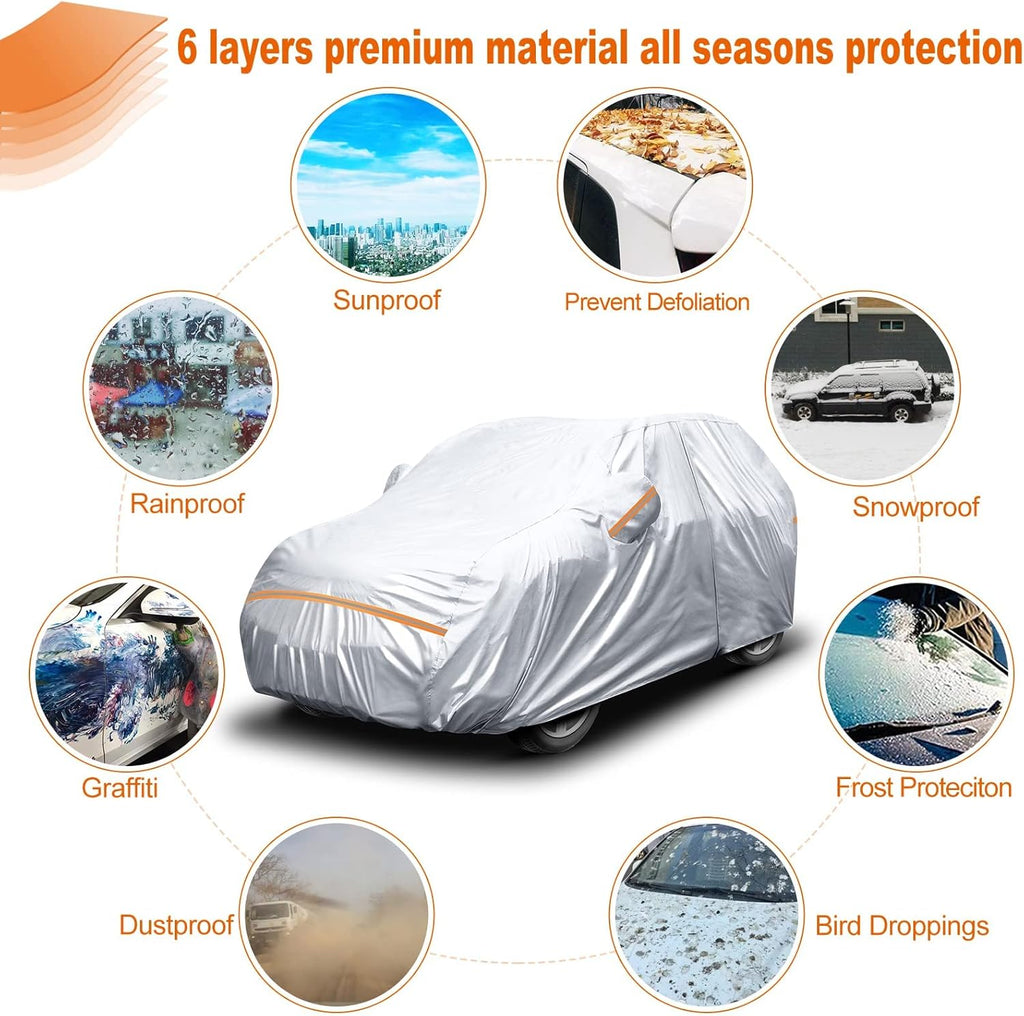 Waterproof All Weather Car Cover with Zipper Door & Storage Bag L91429
