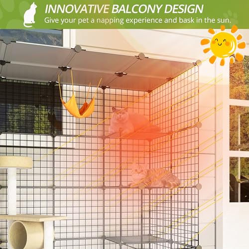 Outdoor Cat Cages Enclosure with Enter Door, 55.1Lx41.3Wx41.3H Cat House Playpen O905253