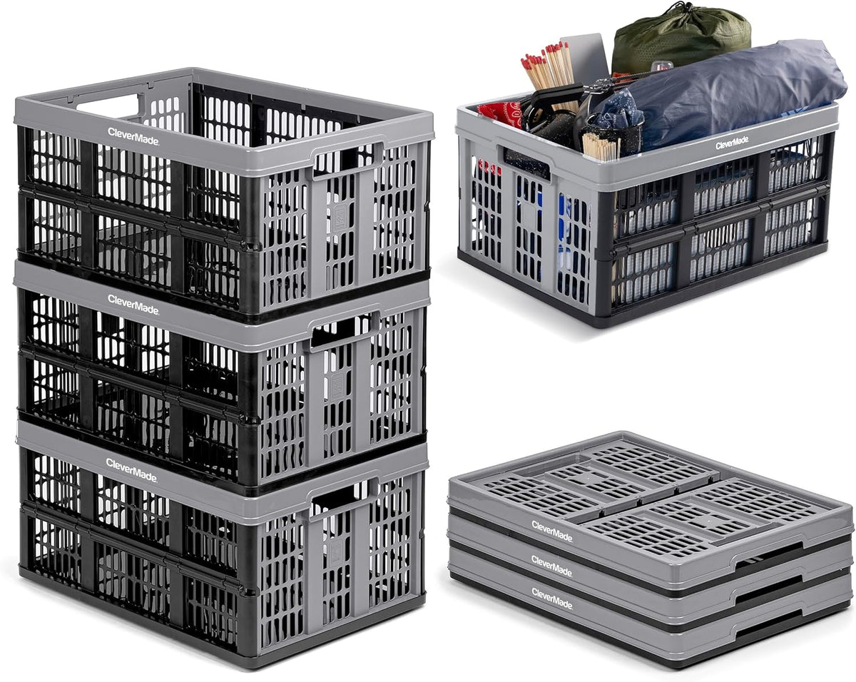 3PK 45L Collapsible Plastic Storage Bins J588189