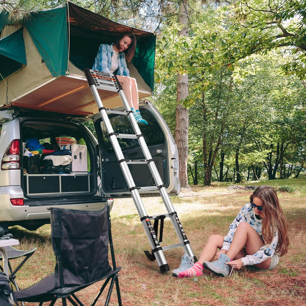 Telescoping Ladder 12.5FT Aluminum Lightweight Collapsible Ladder, 330lbs Capacity F620