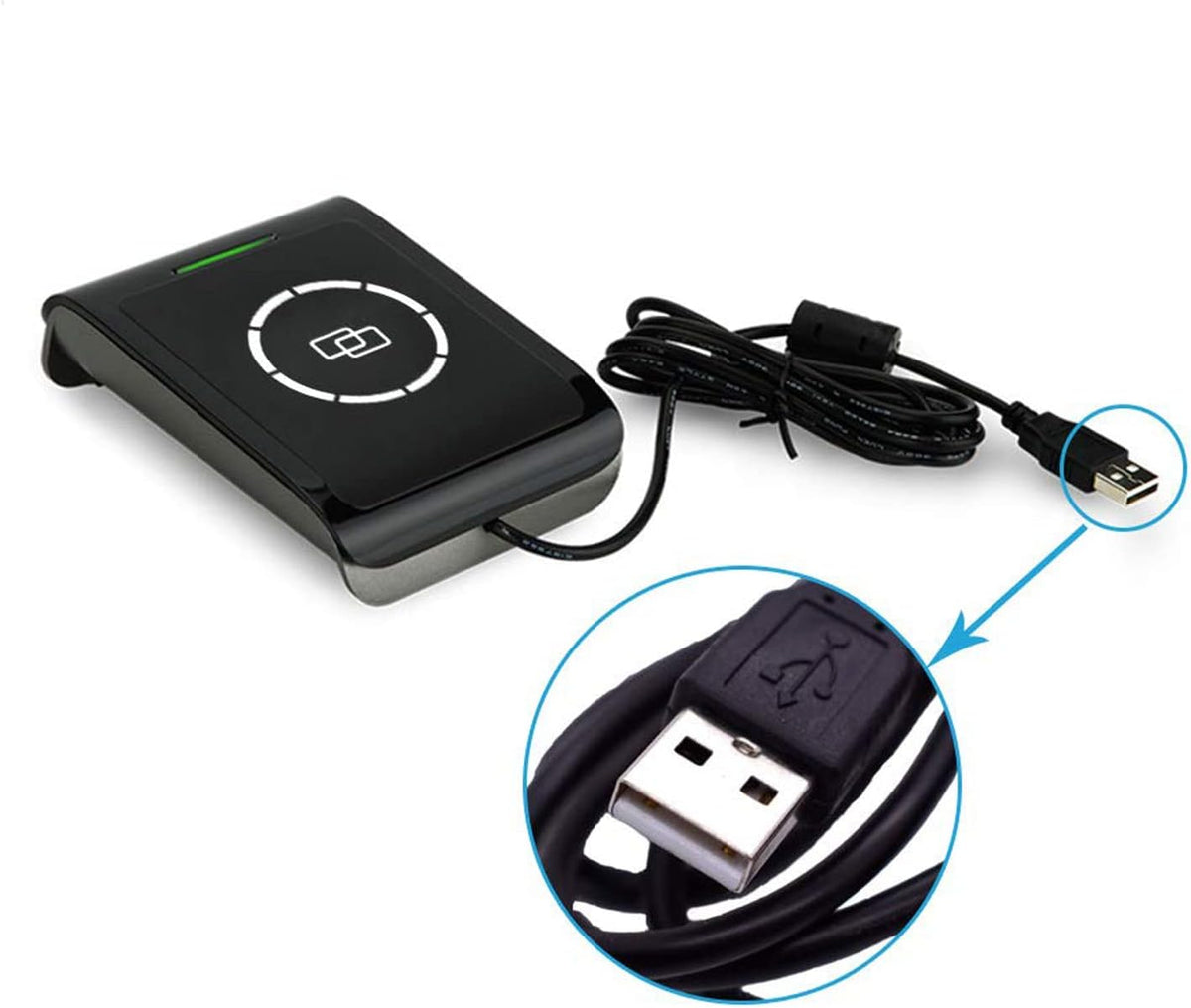 NFC RFID Reader Writer with 2pcs MF1 Cards and 2pcs I-Code 2 Cards W101