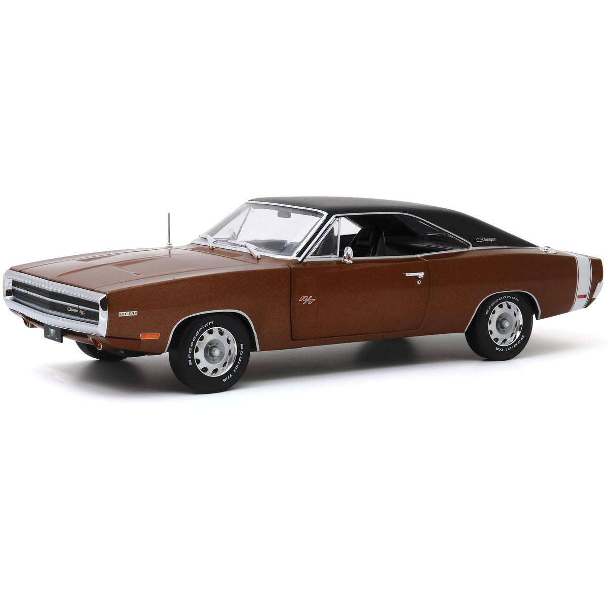 1970 Dodge Charger R/T Dark Burnt Orange Metallic with Black Top 1/18 Diecast Model Car U7350