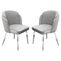 Grey Velvet Dining Chairs with Chrome Legs, Pack of 2 D515