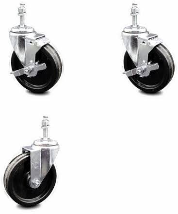5 inch Phenolic Wheel Swivel Caster Set 2 Brakes U863189