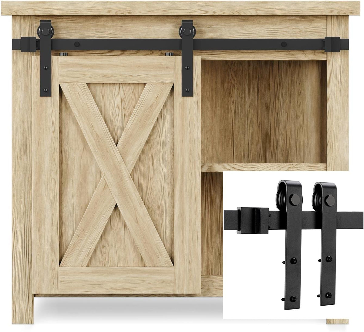 4 FT Mini Sliding Double Barn Door Hardware Track Kit Z6528