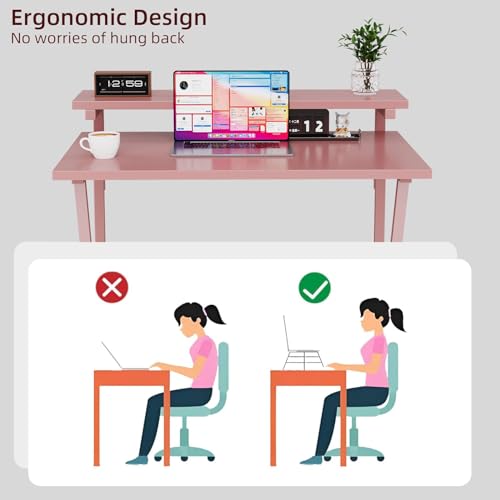Small Desk with Adjustable Monitor Stand, Grey C253