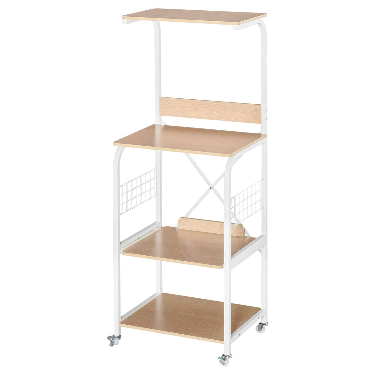 White Rolling Microwave Cart with 4-Tier Storage Shelf Y132