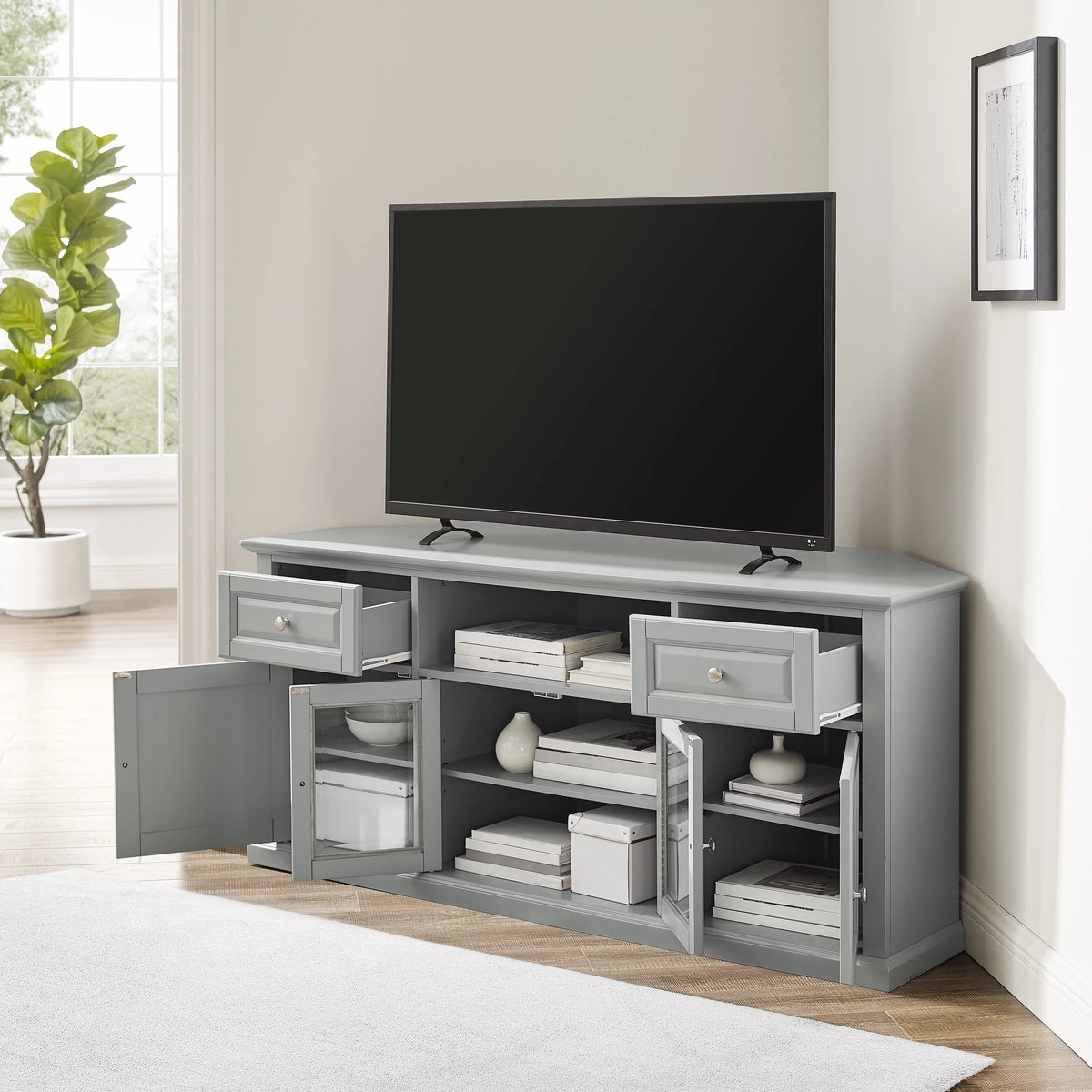 Gray Wood TV Stand R5907