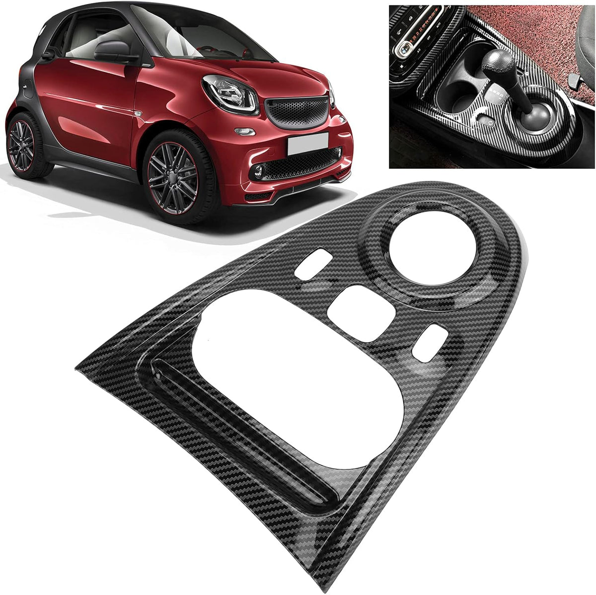 Carbon Fiber Style Gear Shift Panel Cover Sticker Pack of 2 F271