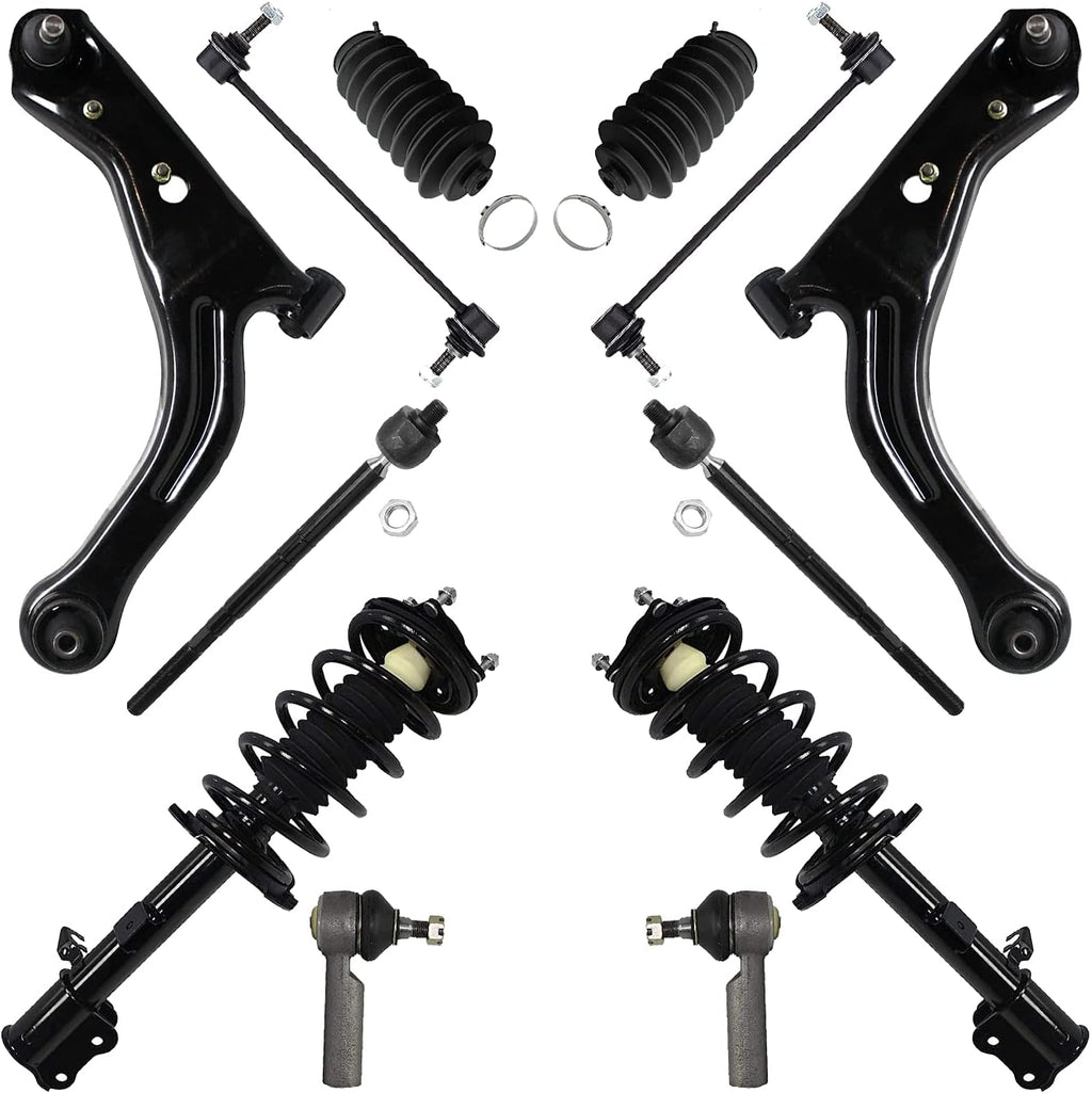 12pc Front Struts Lower Control Arm with Ball Joint Tie Rod Sway Bar Set D30649