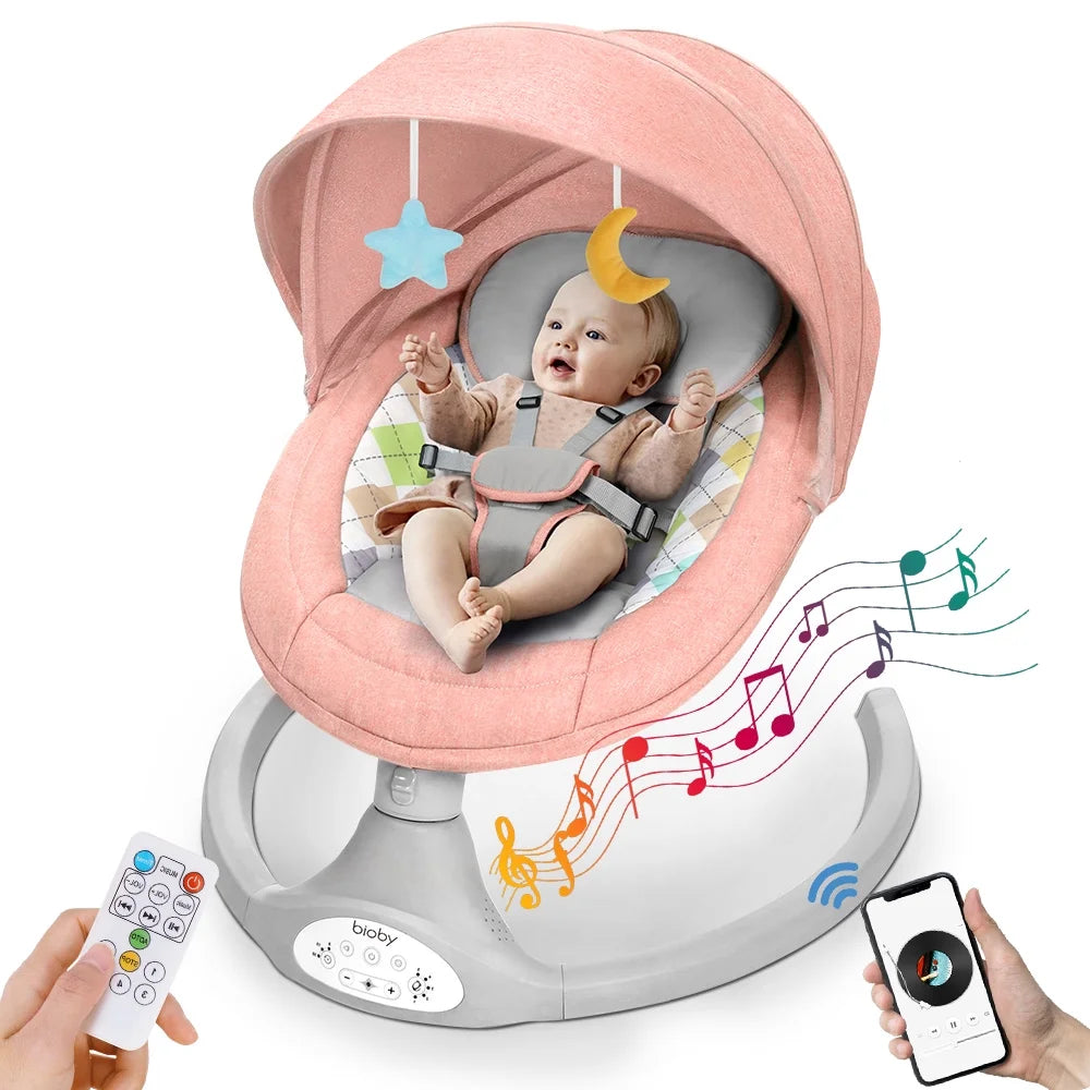 Electric Baby Swing with Remote Control, 5 Swing Speeds, Grey E519765