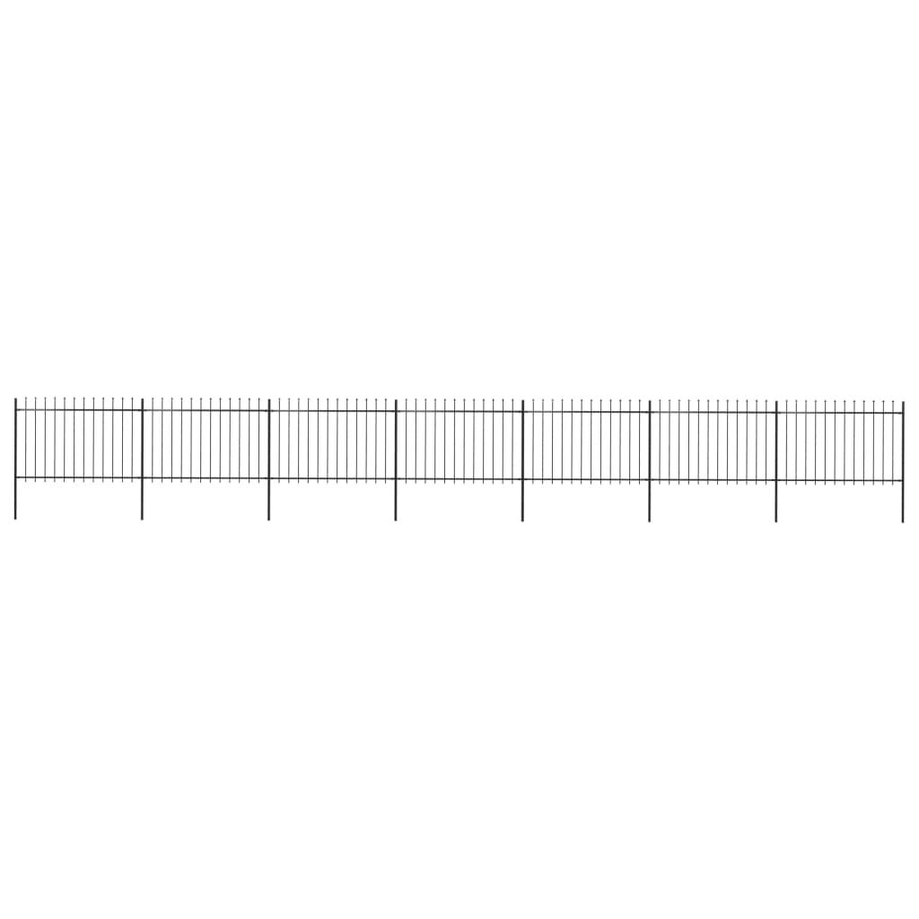 Black Steel Garden Fence with Spear Top J884