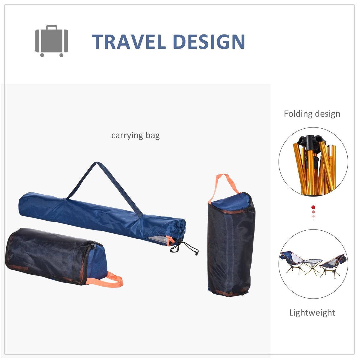 Lightweight Folding Camping Table Set with 2 Chairs and Carry Bag I699