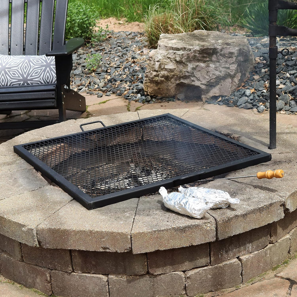 30 Inch Square Metal Fire Pit Cooking Grill Grate R51565