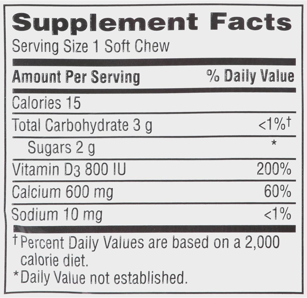 Calcium & Vitamin D Soft Chews Vanilla Creme 60 Each (Pack of 2) Y1660