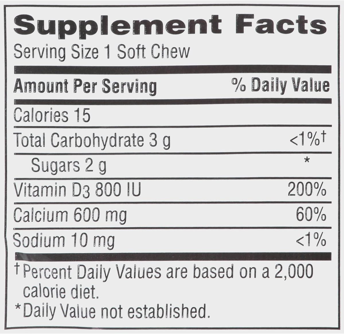 Calcium & Vitamin D Soft Chews Vanilla Creme 60 Each (Pack of 2) Y1660