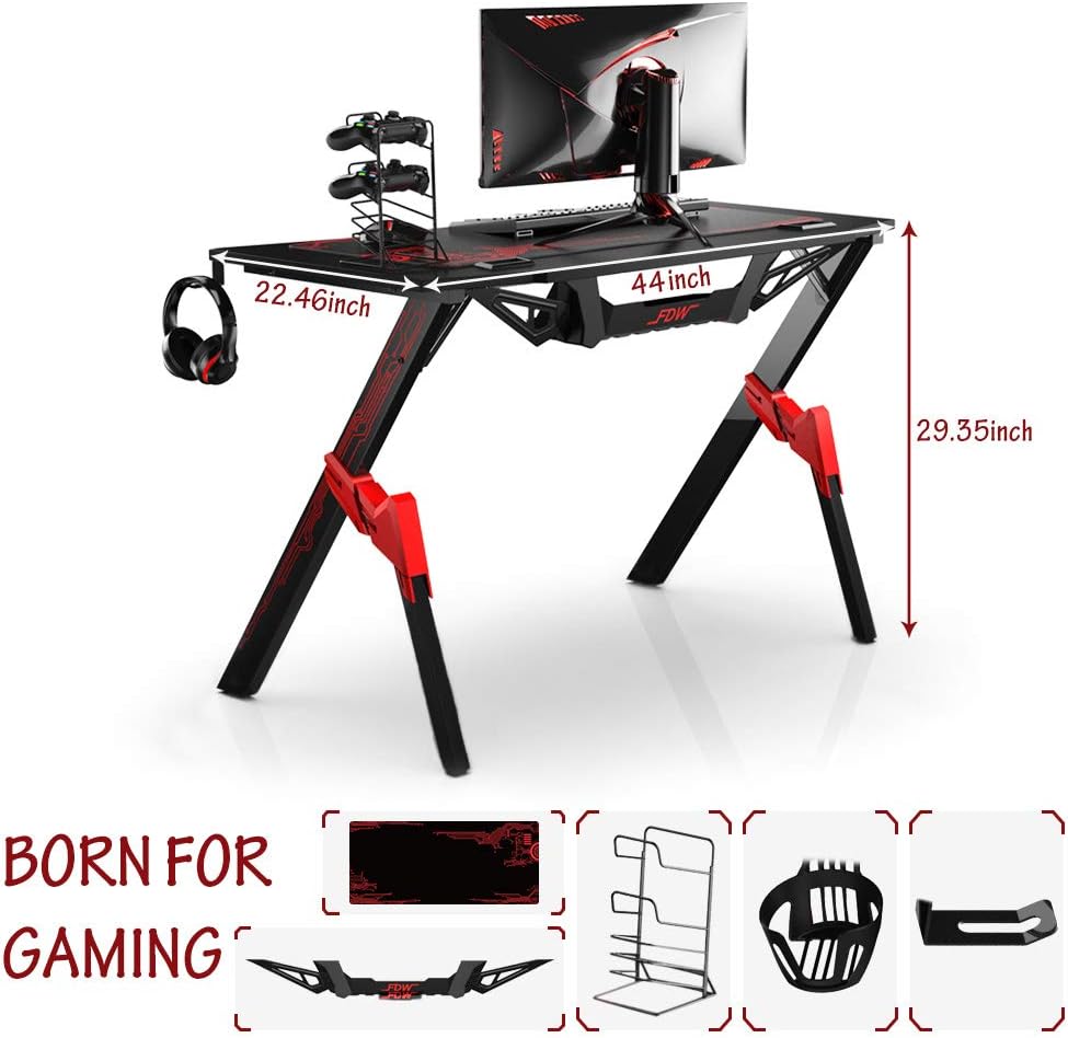 44 inch Carbon Fiber Gaming Desk with Cup Holder Y46277