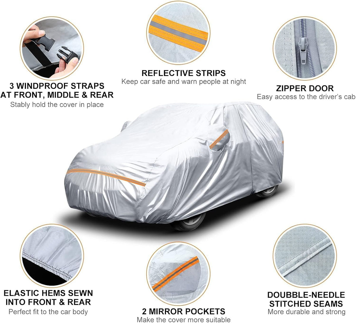 Waterproof All Weather Car Cover with Zipper Door & Storage Bag L91429