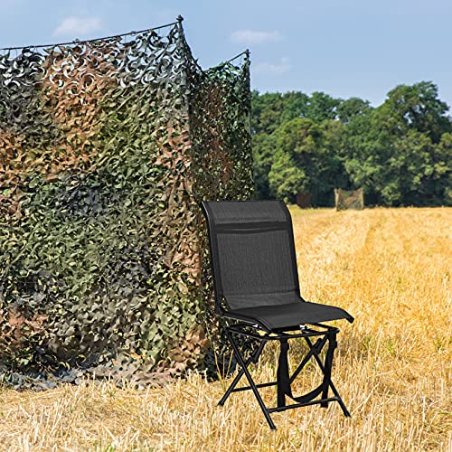 360 Degree Swivel Hunting Blind Chair with Carry Handle, 330 lbs Capacity, Waterproof, Silent Folding Chair with Armrest Q1127