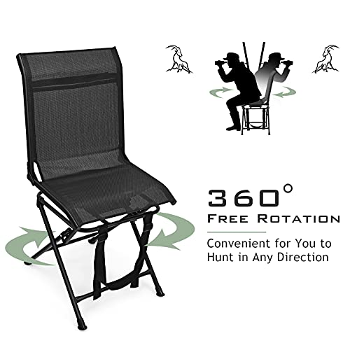 360 Degree Swivel Hunting Blind Chair with Carry Handle, 330 lbs Capacity, Waterproof, Silent Folding Chair with Armrest Q1127