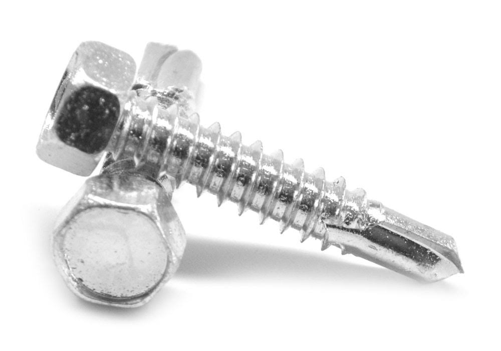 Self Drilling Screw Indented Hex Head #3 Point Low Carbon Steel Zinc Plated U529