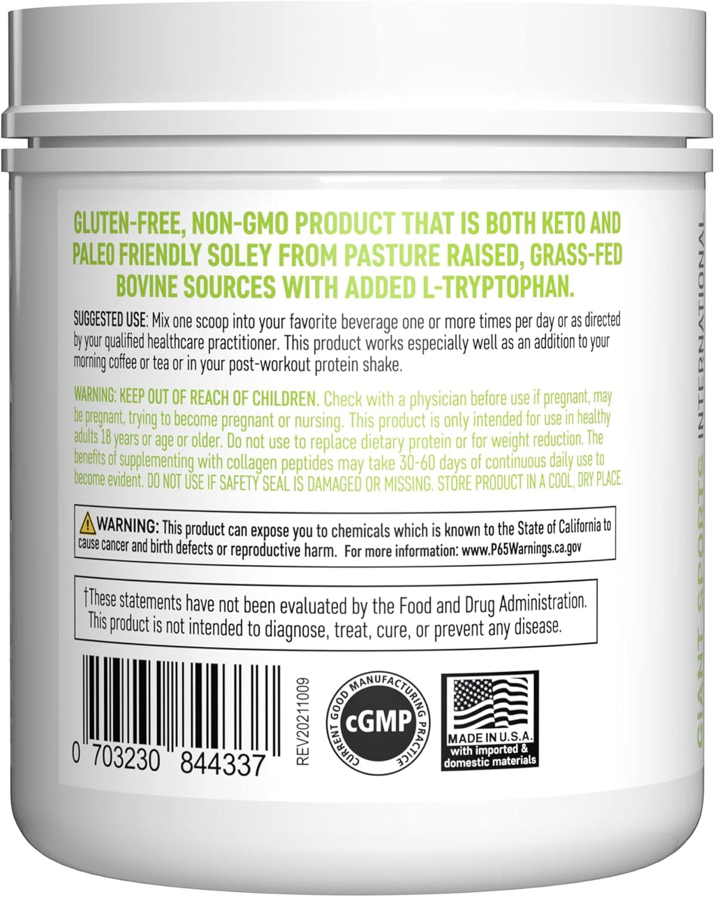 Collagen Peptide Powder Hydrolyzed Amino Acids 1 LB C837