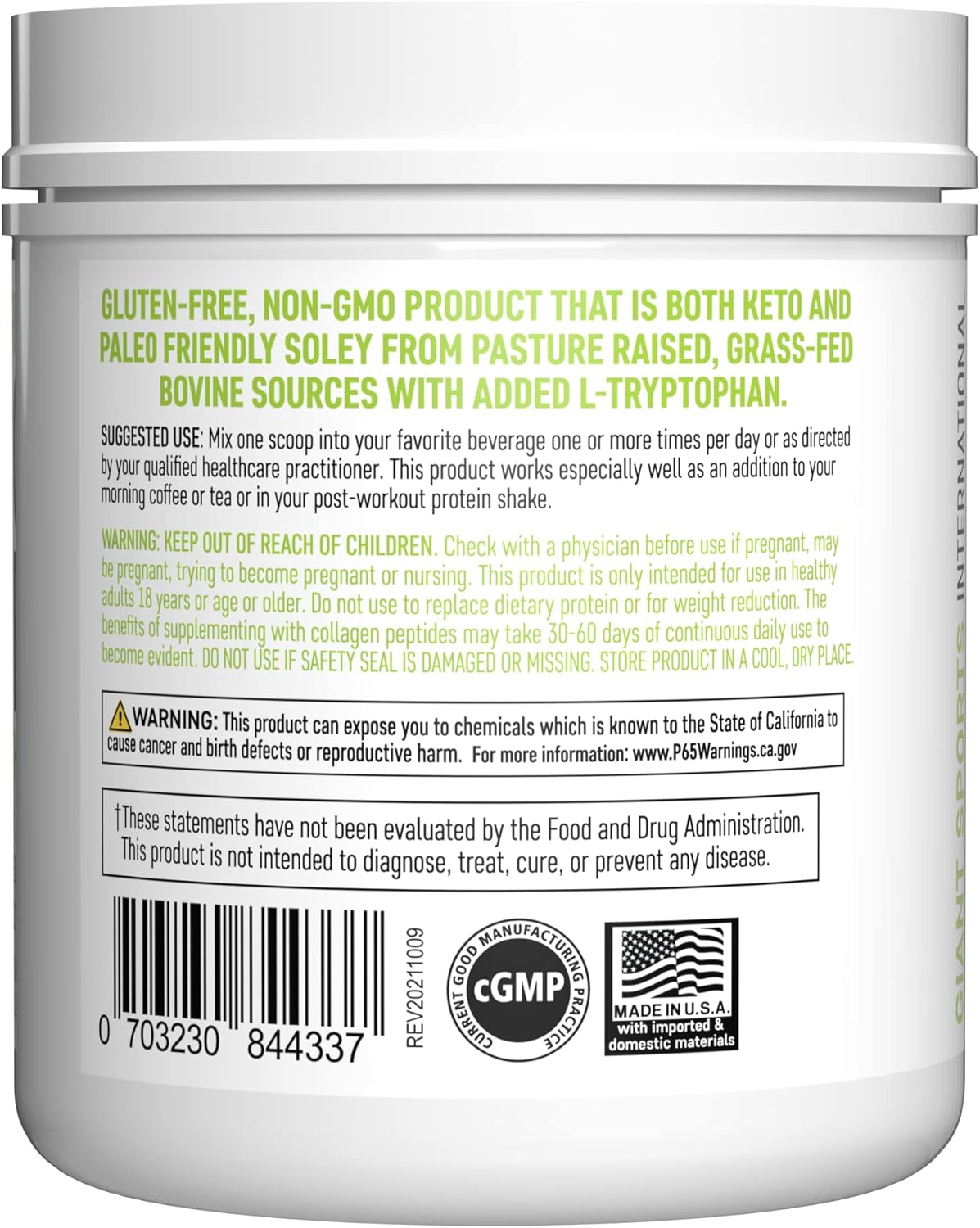 Collagen Peptide Powder Hydrolyzed Amino Acids 1 LB C837