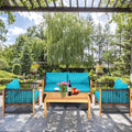 4 Pc Acacia Wood Outdoor Patio Conversation Set T464329