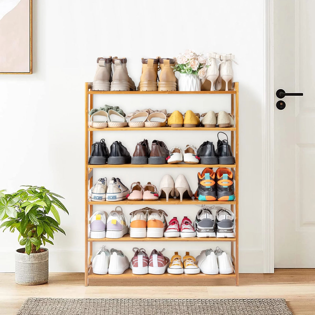 6-Tier Bamboo Wood Shoe Shelf W461903