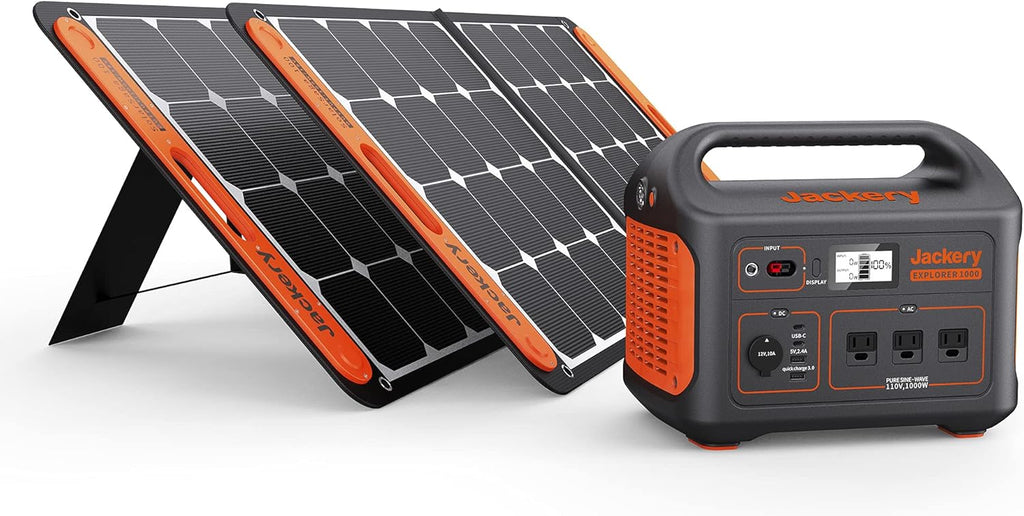 Solar Generator 1000 with 2X 100W Solar Panels and 1000W AC Outlets I6637