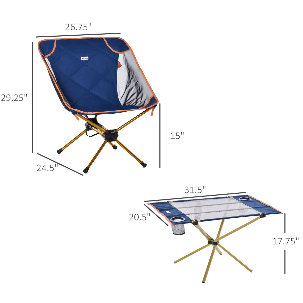 Lightweight Folding Camping Table Set with 2 Chairs and Carry Bag I699
