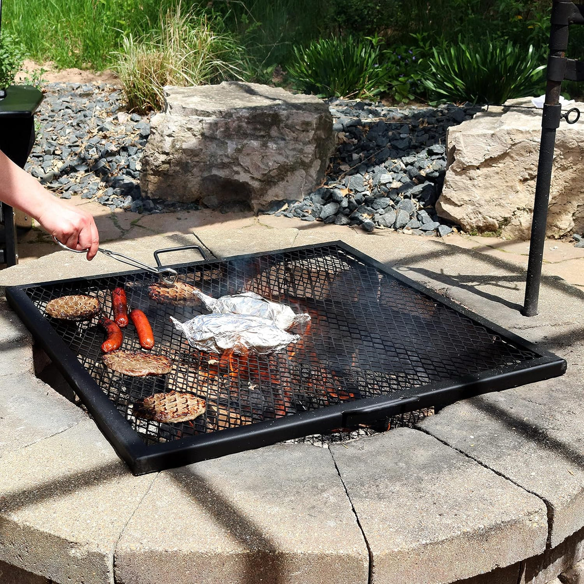 30 Inch Square Metal Fire Pit Cooking Grill Grate R51565