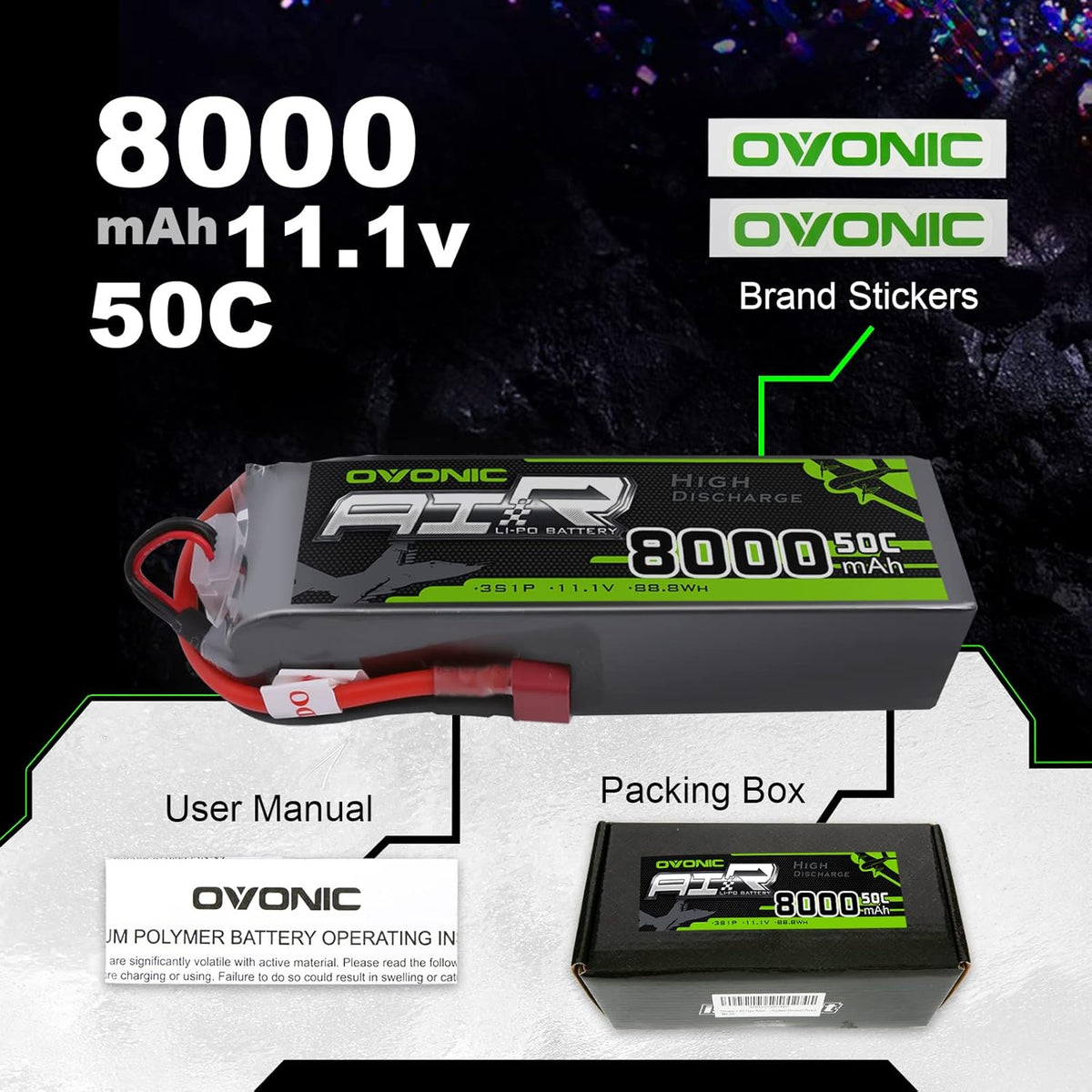 3s 8000mAh 11.1V Lipo Battery 2 Packs E89983